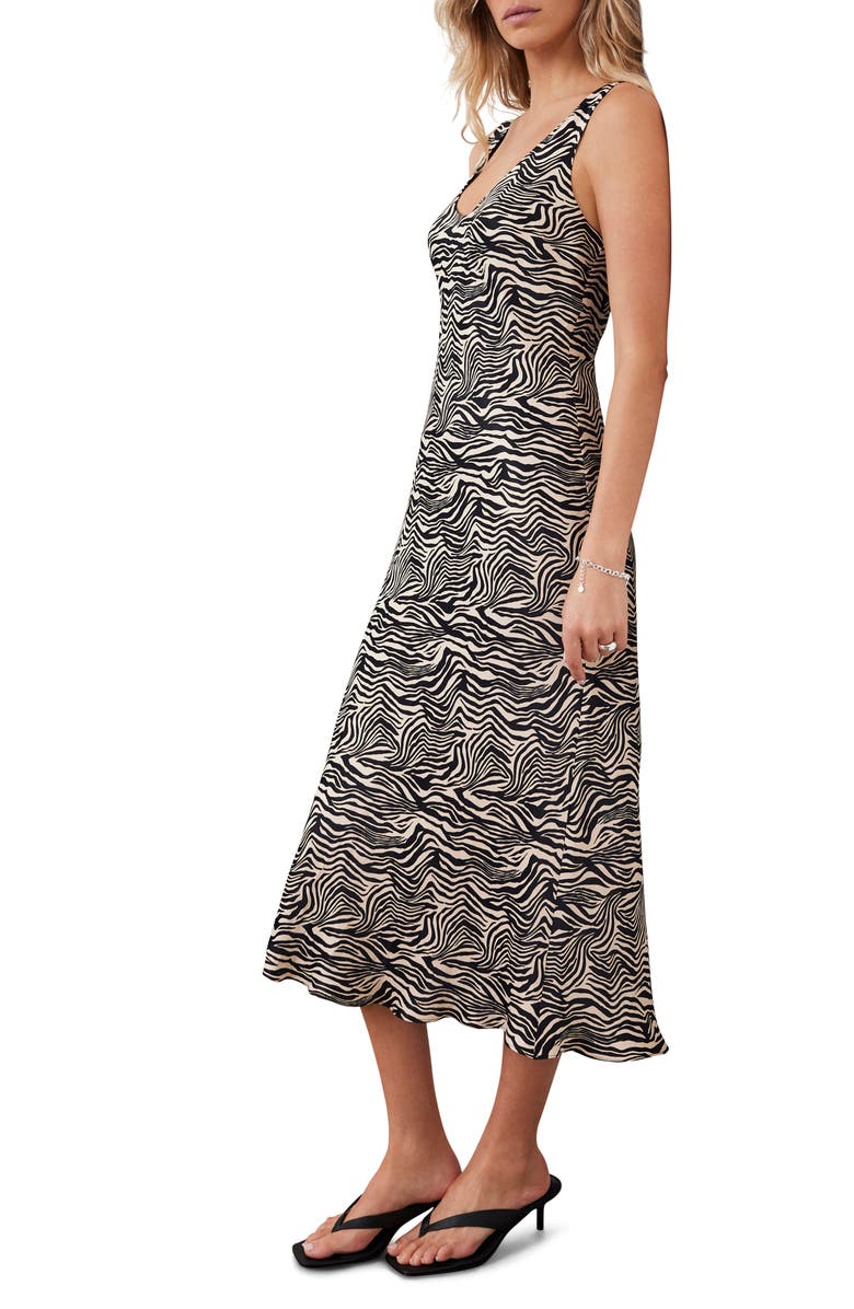 MINT VELVET Animal Print Satin Slip Dress, Alternate, color, Black