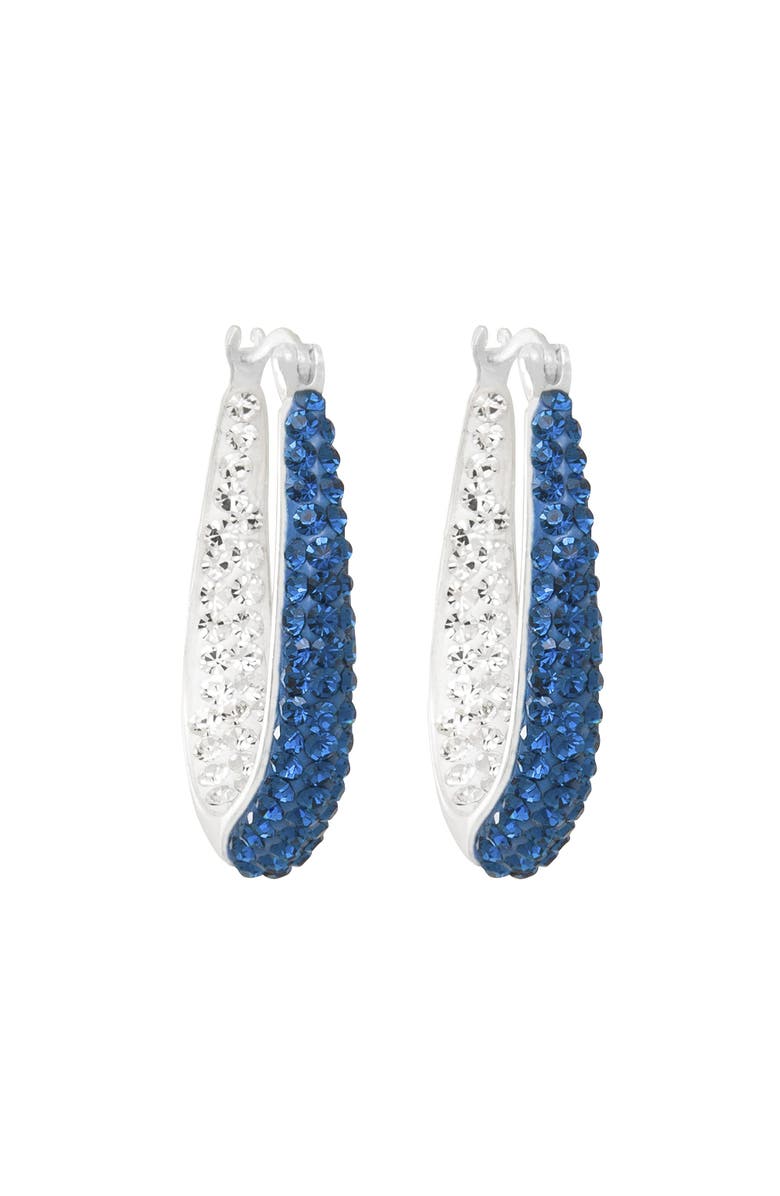 CRYSTALOGY Blue and Clear Crystal Inside Out Oval Hoop Earrings, Alternate, color, Blue
