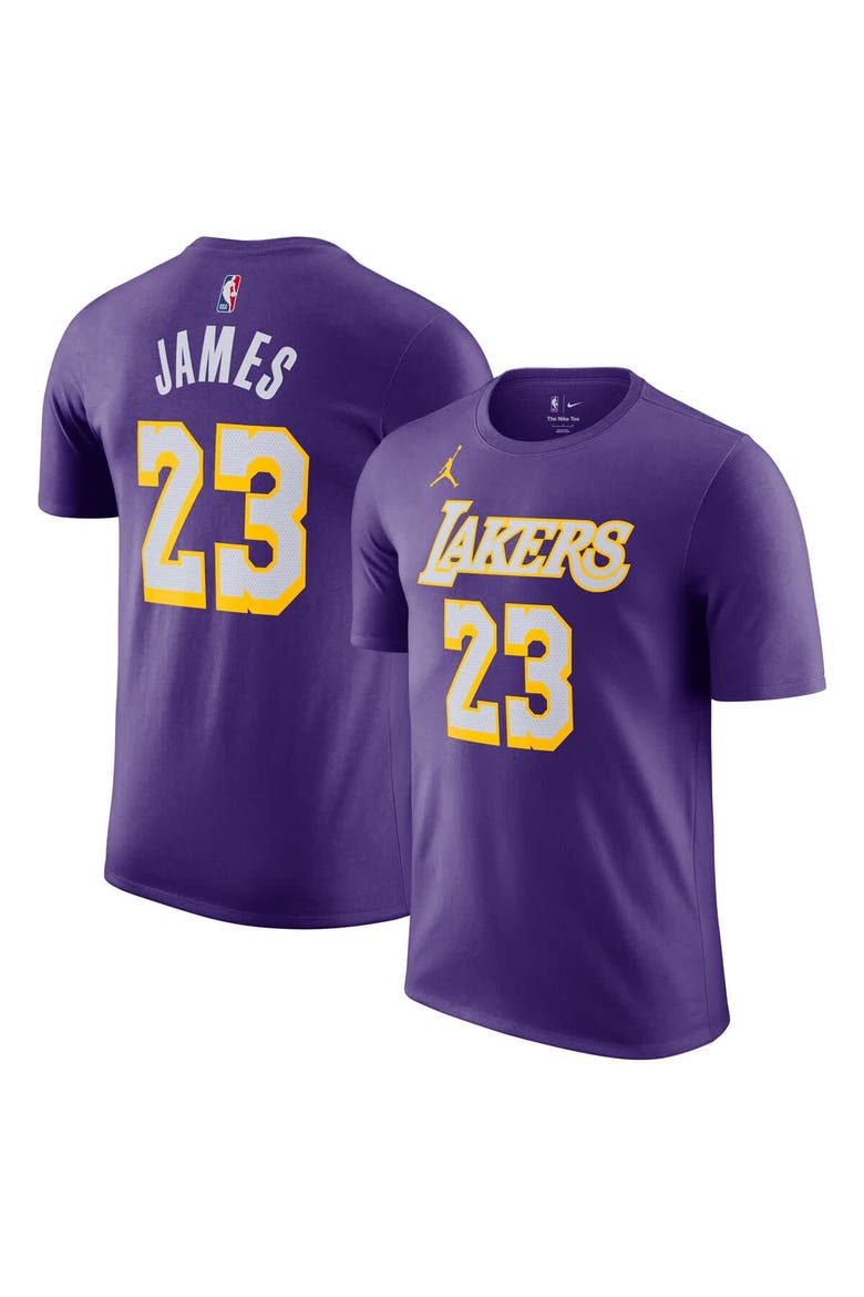 Unisex Jordan Brand LeBron James Purple Los Angeles Lakers Name & Number T-Shirt - Statement Edition, Main, color, Purple