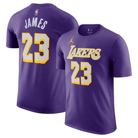 Unisex Jordan Brand LeBron James Purple Los Angeles Lakers Name & Number T-Shirt - Statement Edition