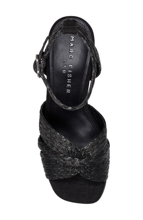 Marc Fisher Ltd Janie Raffia Ankle Strap Platform Sandal In Black