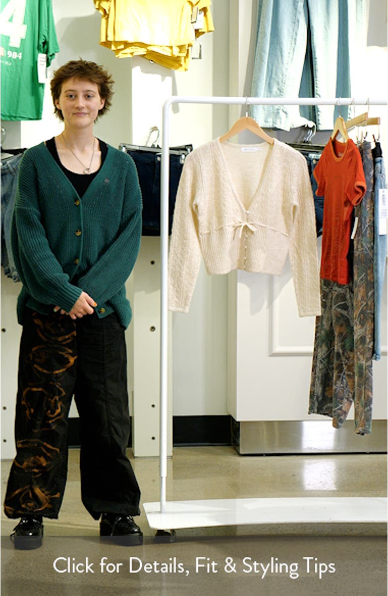 Bow Split Front Pointelle Cardigan, sales video thumbnail