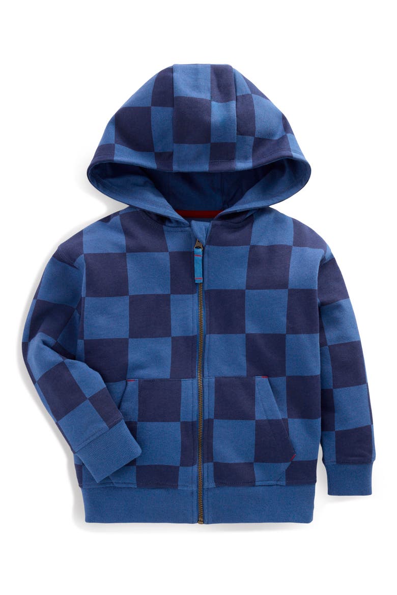 Kids' Check Full Zip Hoodie, Main, color, COLLEGE NAVY / TRUE DENIM