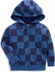 Mini Boden Kids' Check Full Zip Hoodie