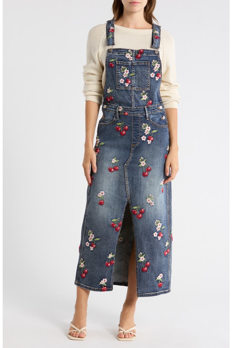 Sarah Denim Overalls Dress, Main, color, MEDIUM WASH