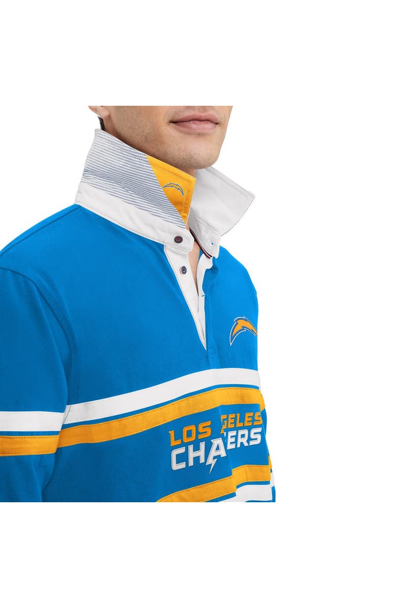 Tommy Hilfiger Men's Tommy Hilfiger Powder Blue Los Angeles Chargers Cory Varsity Rugby Long Sleeve T-Shirt, Alternate, color,