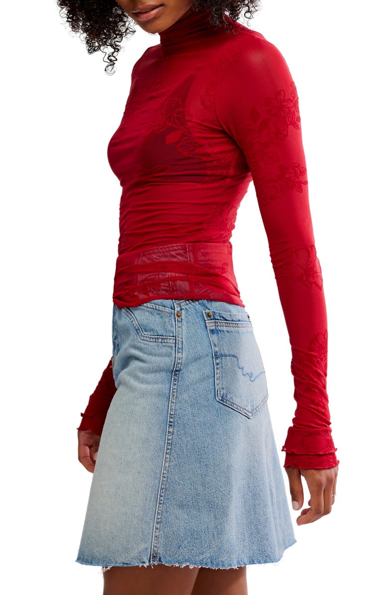 Free People You Decide Lace Mesh Top, Alternate, color, Deep Cherry