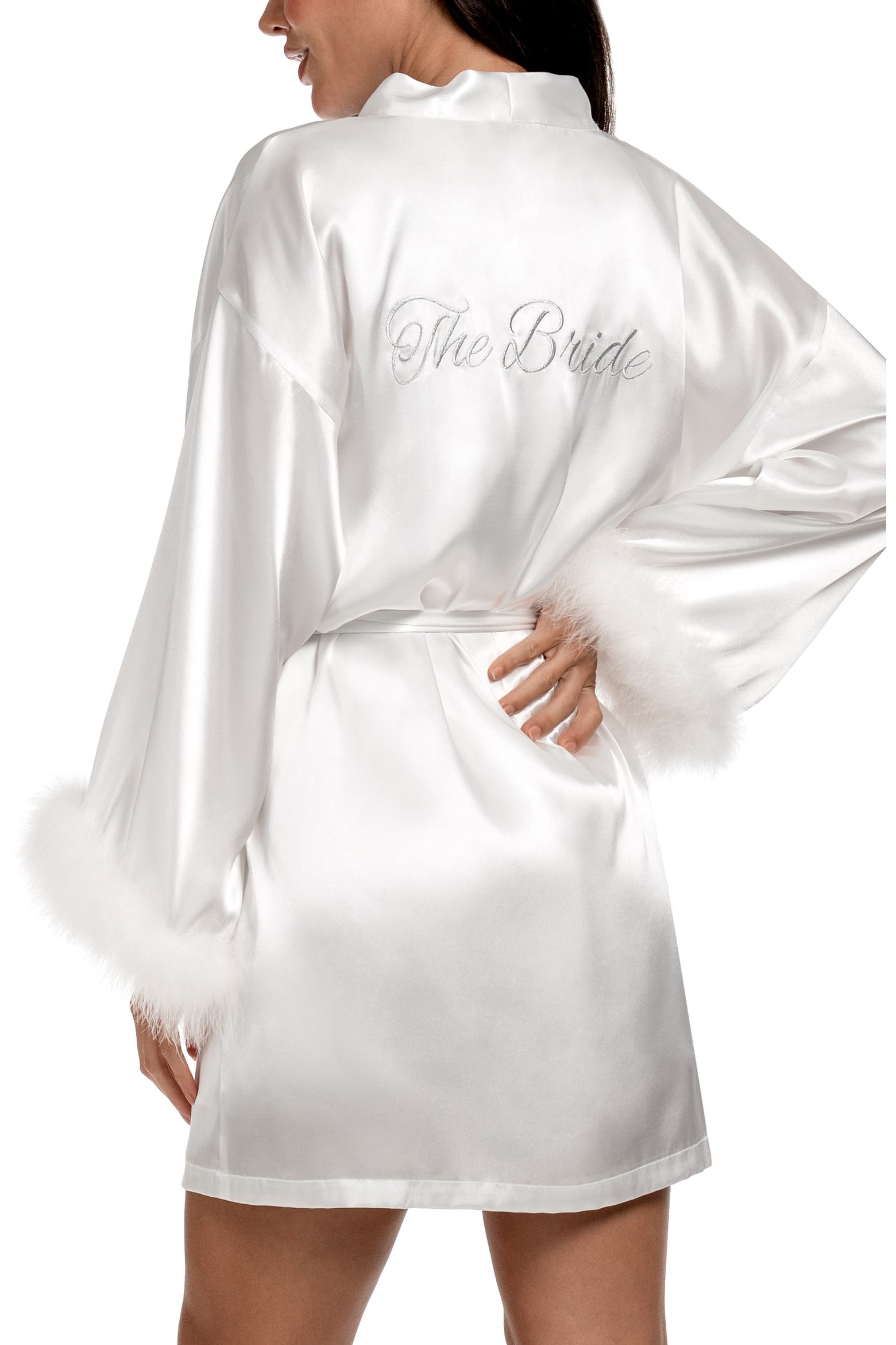Fathar Robe In Bloom by Jonquil Zayla Feather Trim Satin Robe (Women) | Nordstrom