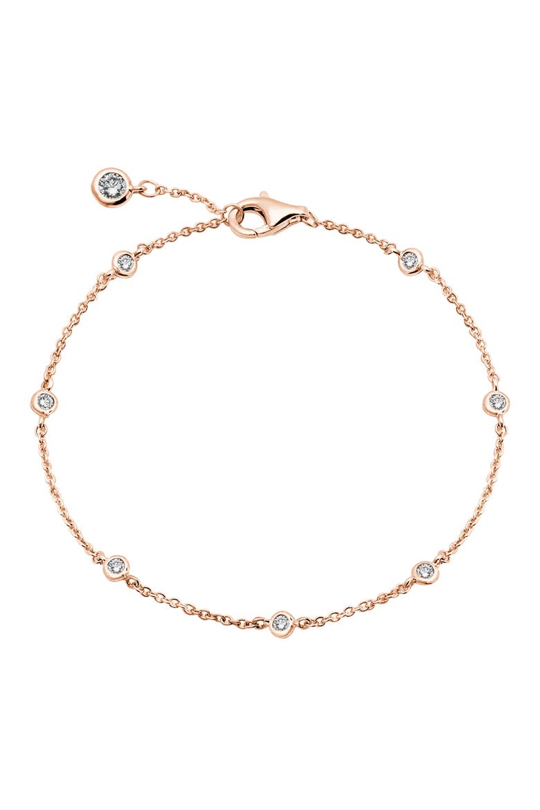 Cubic Zirconia Bezel Station Bracelet, Main, color, 18KT ROSE GOLD/ CLEAR STONE