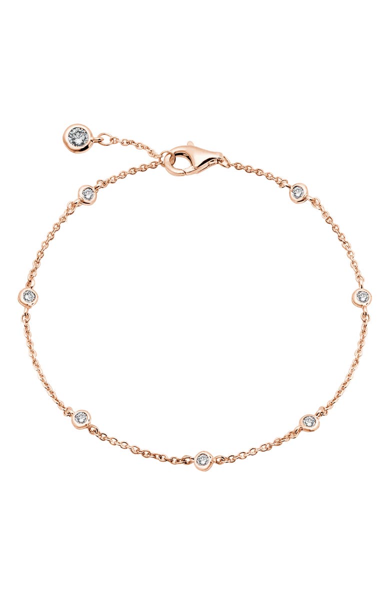 Crislu Cubic Zirconia Bezel Station Bracelet, Main, color, 18Kt Rose Gold/ Clear Stone