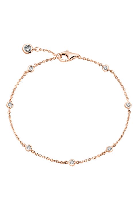 Cubic Zirconia Bezel Station Bracelet