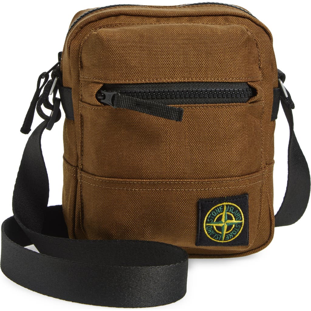 Stone Island Coate Nylon Canvas Crossbody Bag In V0098 Dark Beige