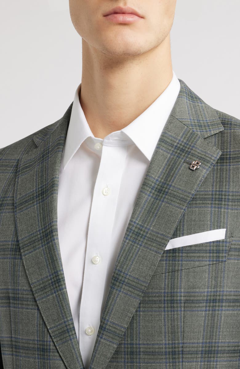 BOSS Hutson Plaid Virgin Wool Sport Coat, Alternate, color, Dark Green