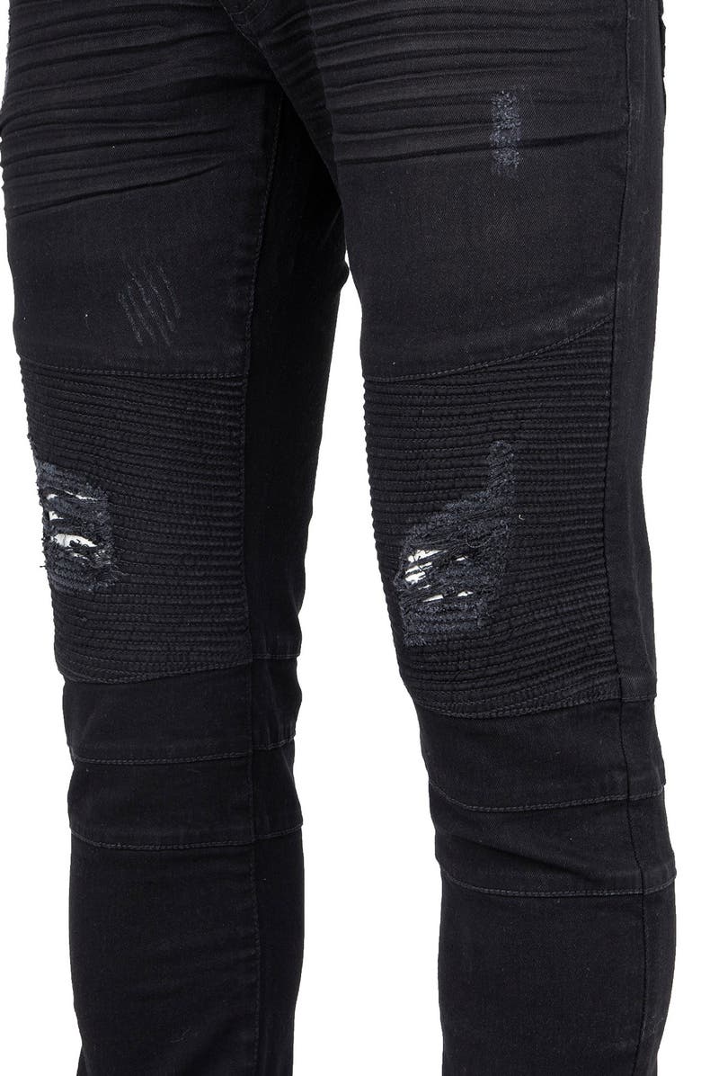 XRAY Rawx Distressed Moto Skinny Fit Jeans - 30-32" Inseam, Alternate, color, Jet Black