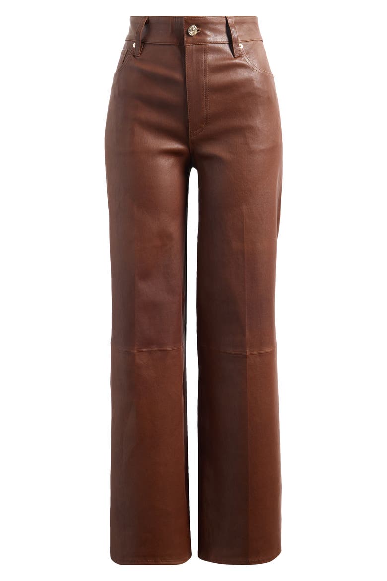 Le Slim Palazzo Leather Pants, Alternate, color, CEDAR