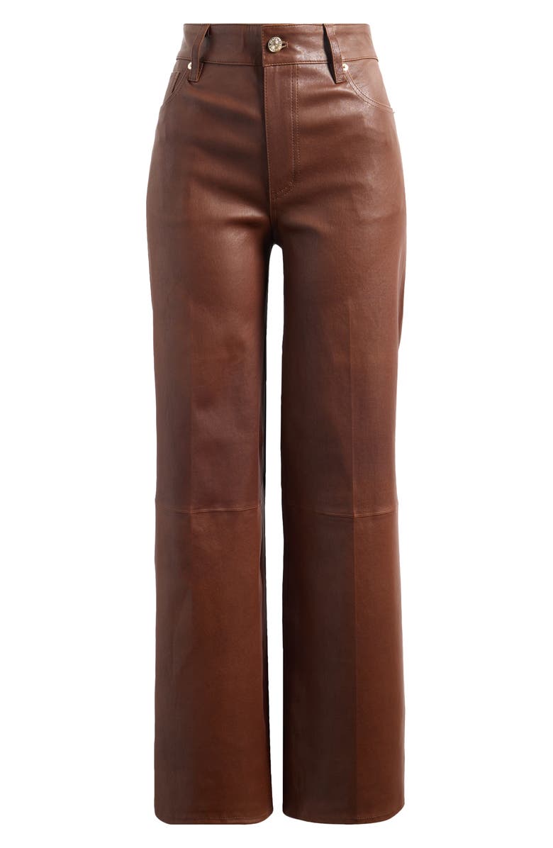 FRAME Le Slim Palazzo Leather Pants, Alternate, color, Cedar