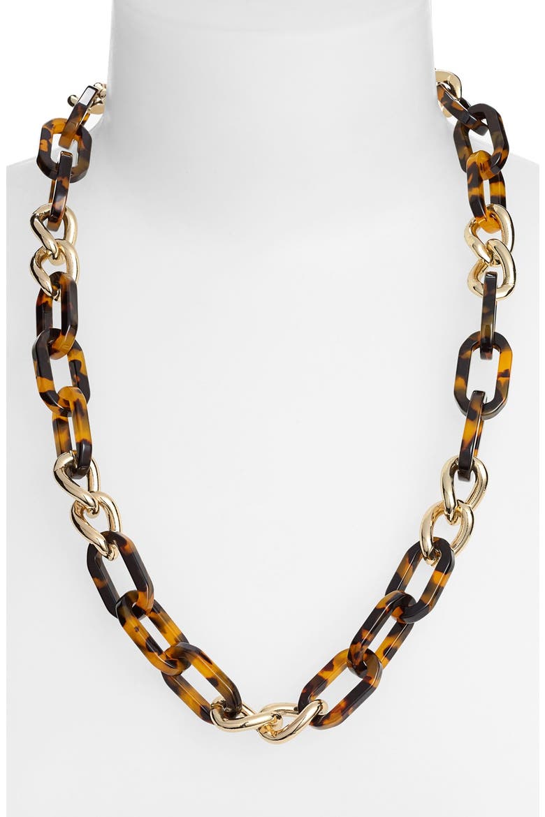 Mixed Link Necklace, Main, color, TORTOISE/ GOLD