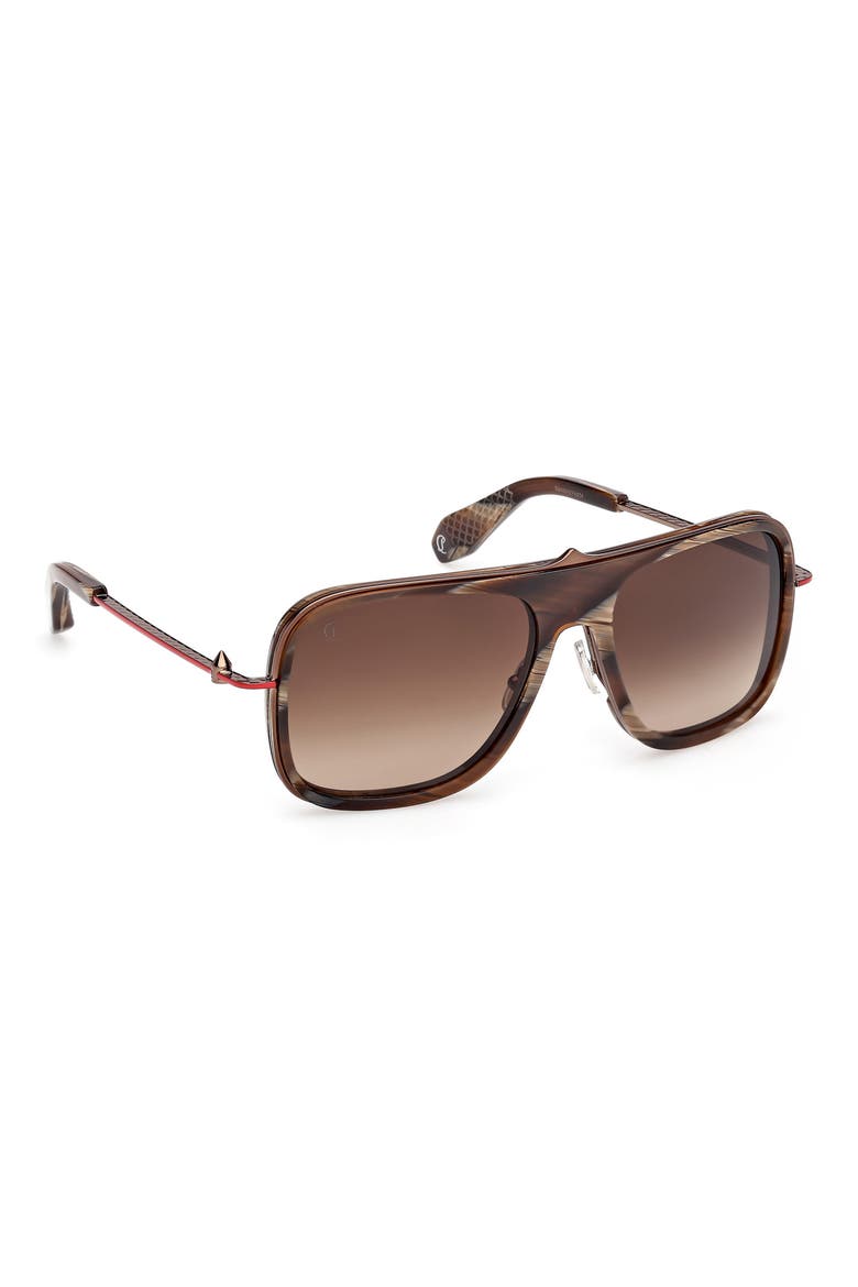 58mm Navigator Sunglasses, Alternate, color, BROWN HORN / BRONZE RED
