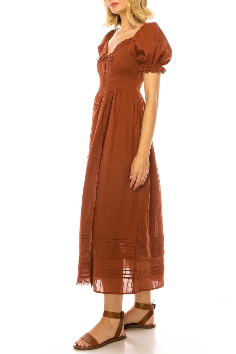 Crochet Trim Cotton Midi Dress, Alternate, color, ARABIAN SPICE