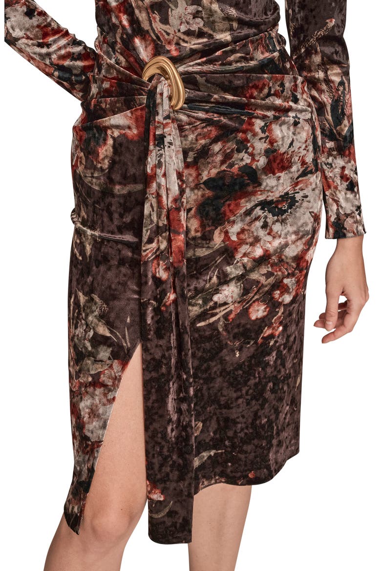 Ruched Velvet Cocktail Dress, Alternate, color, OXBLOOD MULTI