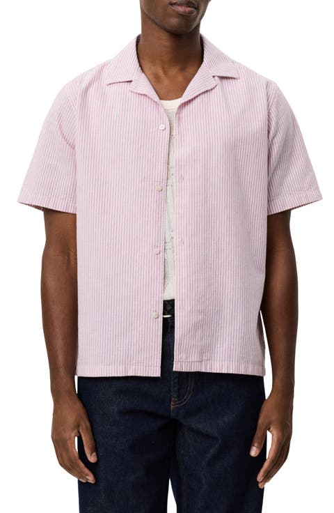 Lukas Stripe Cotton & Linen Camp Shirt
