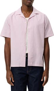 Les Deux Lukas Stripe Cotton & Linen Camp Shirt