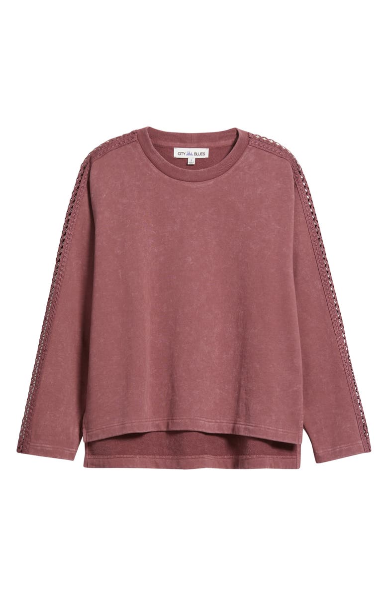 CITY BLUES Detailed Sleeve Sweatshirt, Alternate, color, Dusty Rose