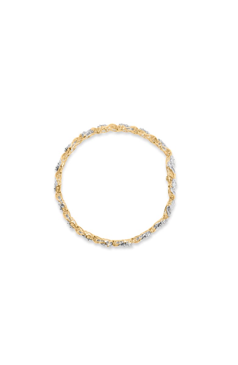 Haus of Brilliance 10k Yellow Gold 5.00 Cttw and Baguette-Cut Diamond Floral Link 7.25" Bracelet, Alternate, color, Yellow