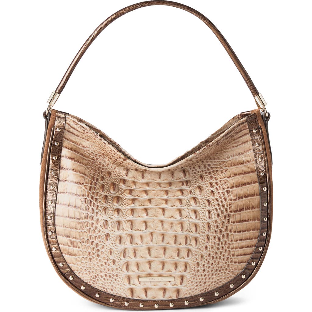 Brahmin Small Kathleen Croc Embossed Leather Shoulder Bag In Neutral