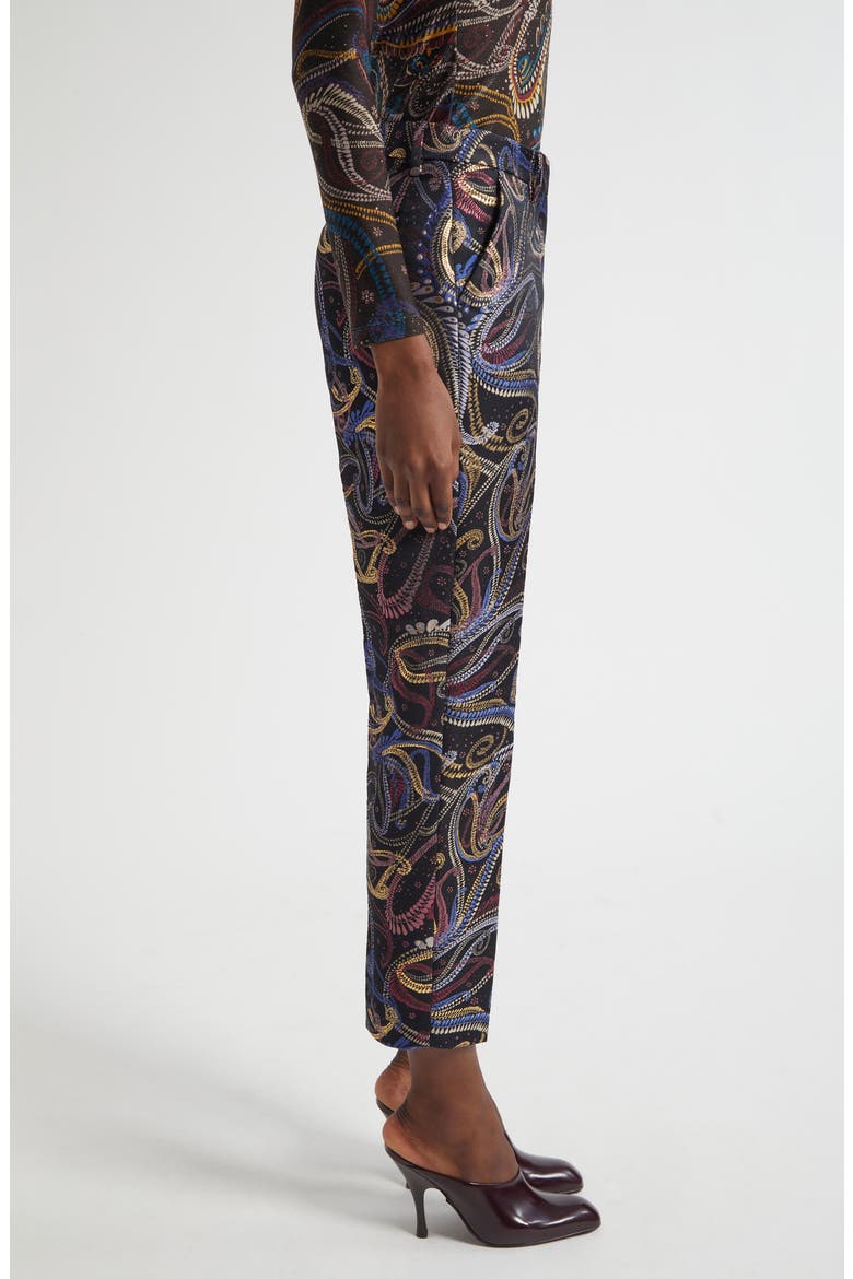 Bristol Paisley Jacquard Crop Duchesse Satin Pants, Alternate, color, MULTICOLOR BLACK BASE