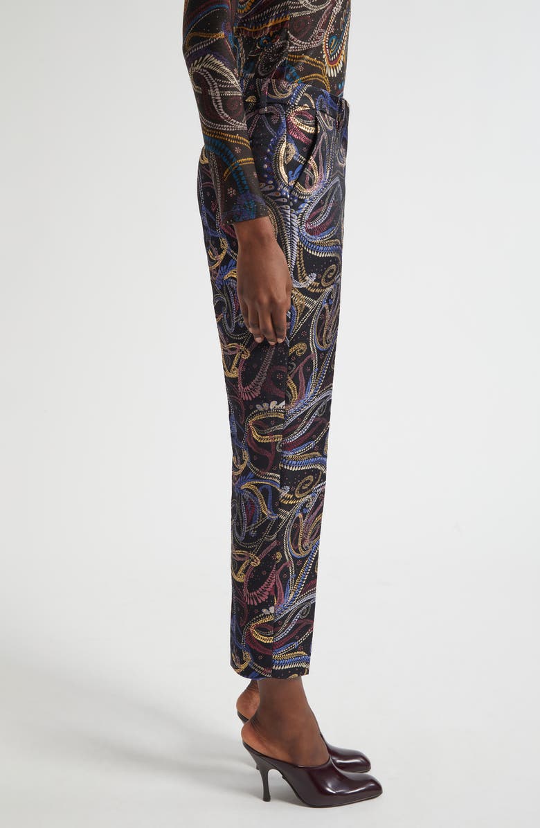 Etro Bristol Paisley Jacquard Crop Duchesse Satin Pants, Alternate, color, Multicolor Black Base
