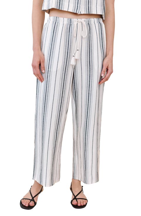 Stripe Tassel Cord Drawstring Pants