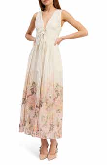 En Saison Pleated Tie Front Maxi Dress
