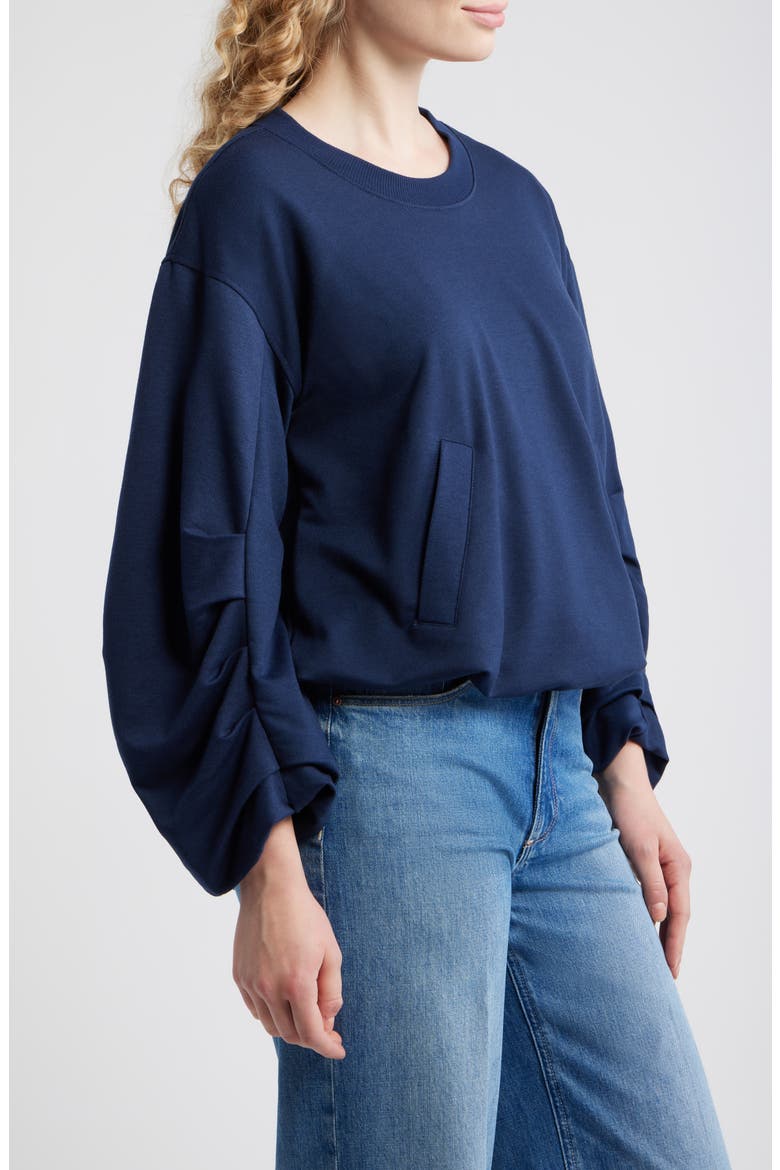 Pleated Sweatshirt, Alternate, color, NAVY
