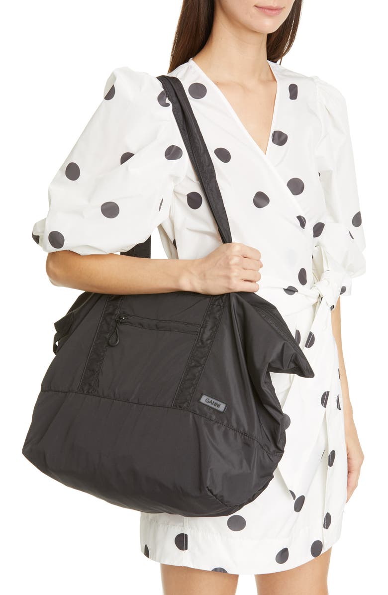 Ganni Large Nylon Tote, Alternate, color,