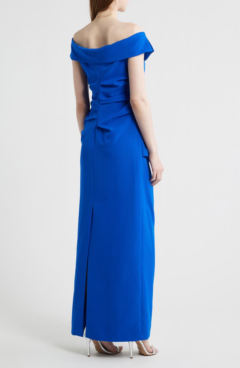 Vince Camuto Laguna Pleated Off the Shoulder Gown, Alternate, color, Cobalt