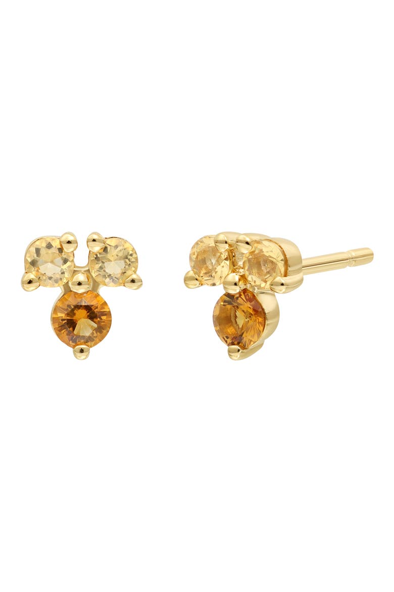 Semiprecous Stone 14K Gold Stud Earrings (Nordstrom Exclusive), Main, color, 14K YELLOW GOLD CITRINE