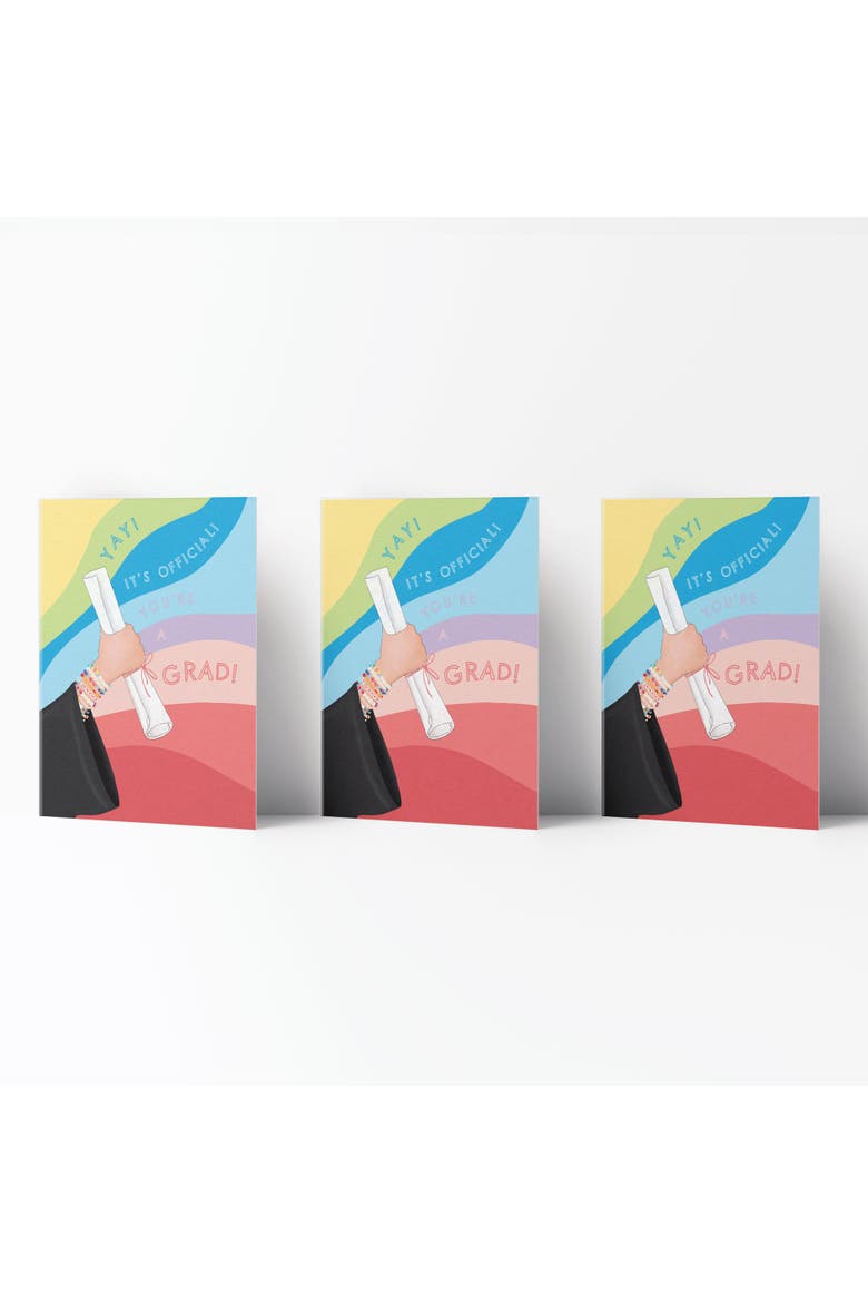 Graduation Greeting Card Pack Sets (3 ct) It's Official Rainbow Grad, Main, color, Multi-Pack