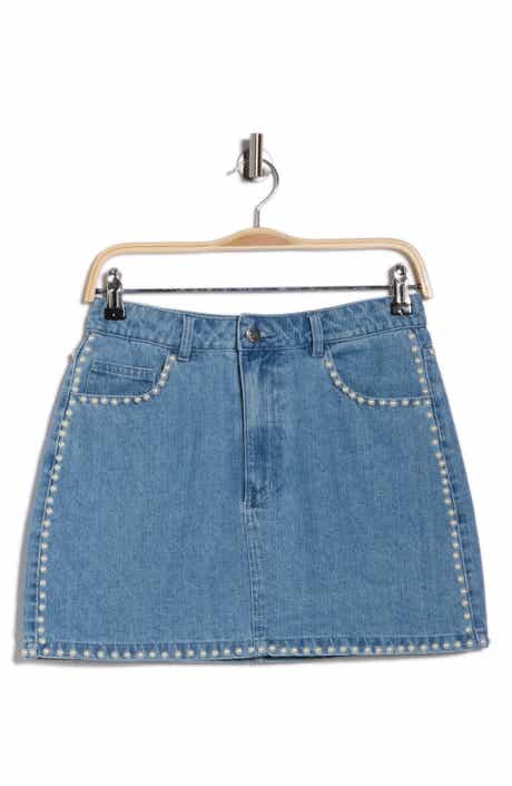 Vigoss Pearly Stud Trim Denim Miniskirt
