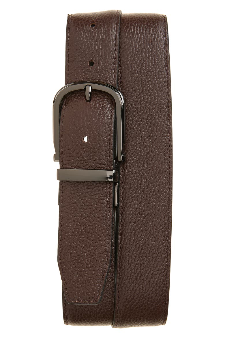 Berry Reversible Pebbled Leather Belt, Alternate, color, BLACK- BROWN