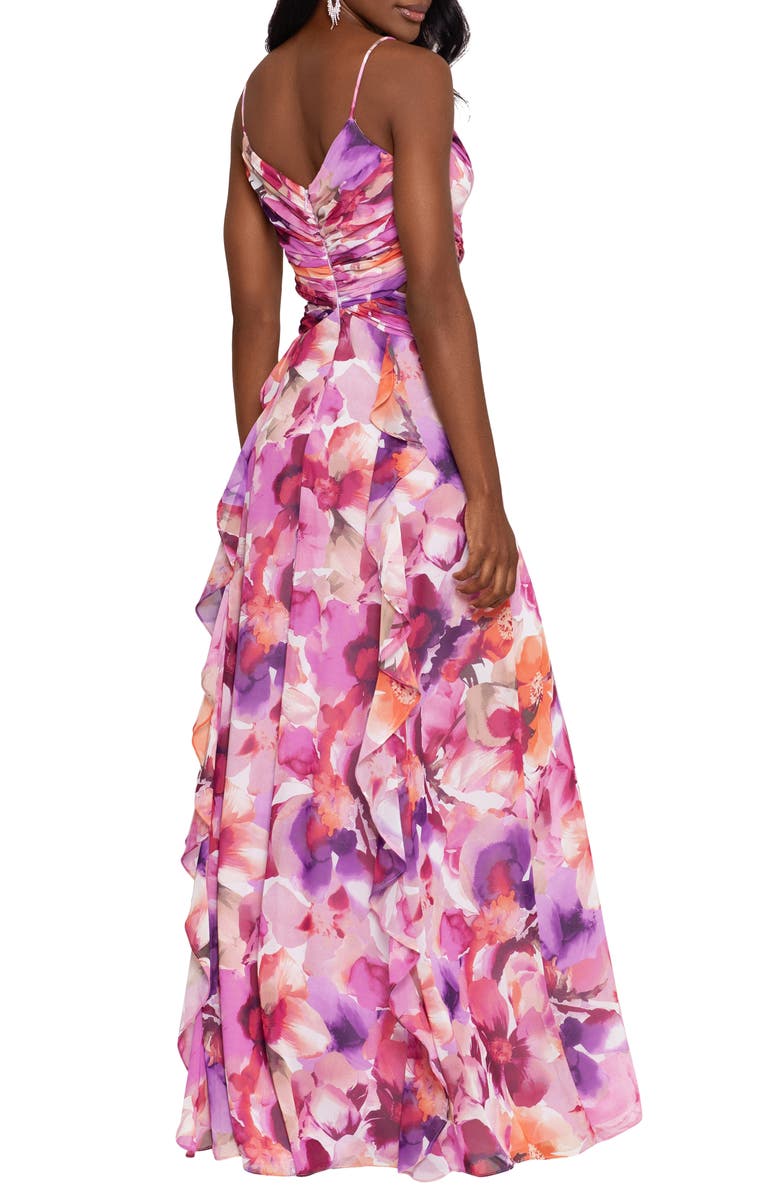 Xscape Evenings Floral Cutout Chiffon Evening Gown, Alternate, color,