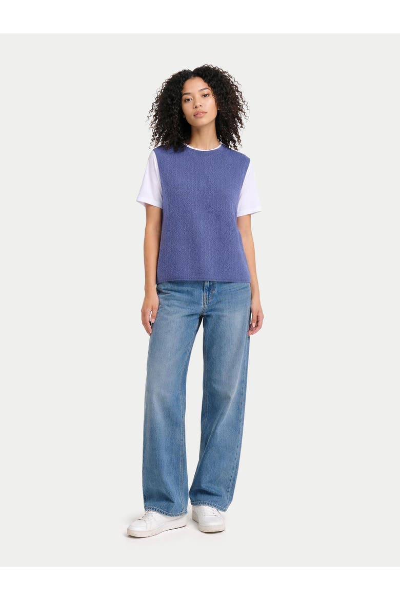Ajour Knit Crewneck Cashmere Vest, Alternate, color, crown blue