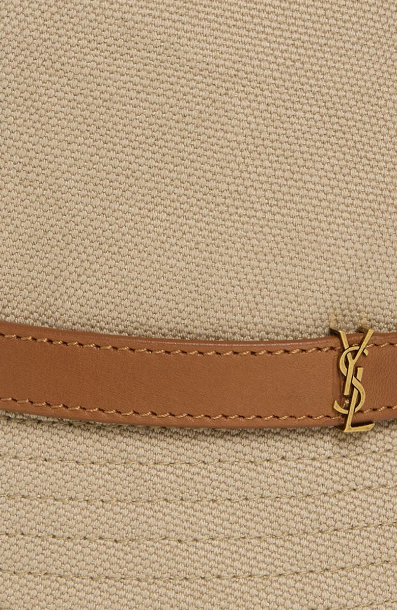 Saint Laurent Linen & Cotton Canvas Bucket Hat, Alternate, color, Beige/ Light Brown