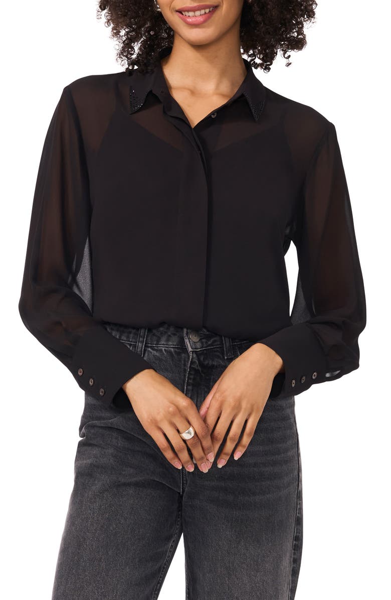 Vince Camuto Bead Detail Button-Up Shirt, Main, color,