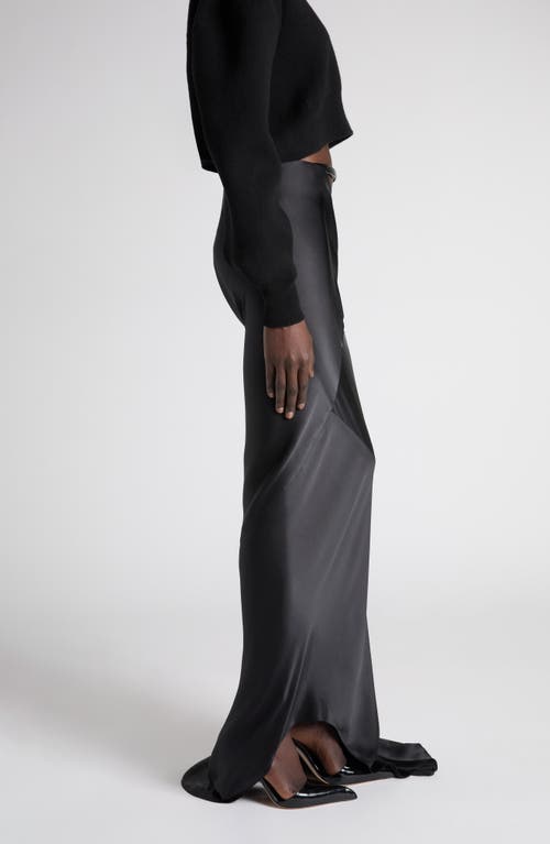 Tom Ford Belt Accent Bias Cut Silk Satin Maxi Skirt With Train In Black