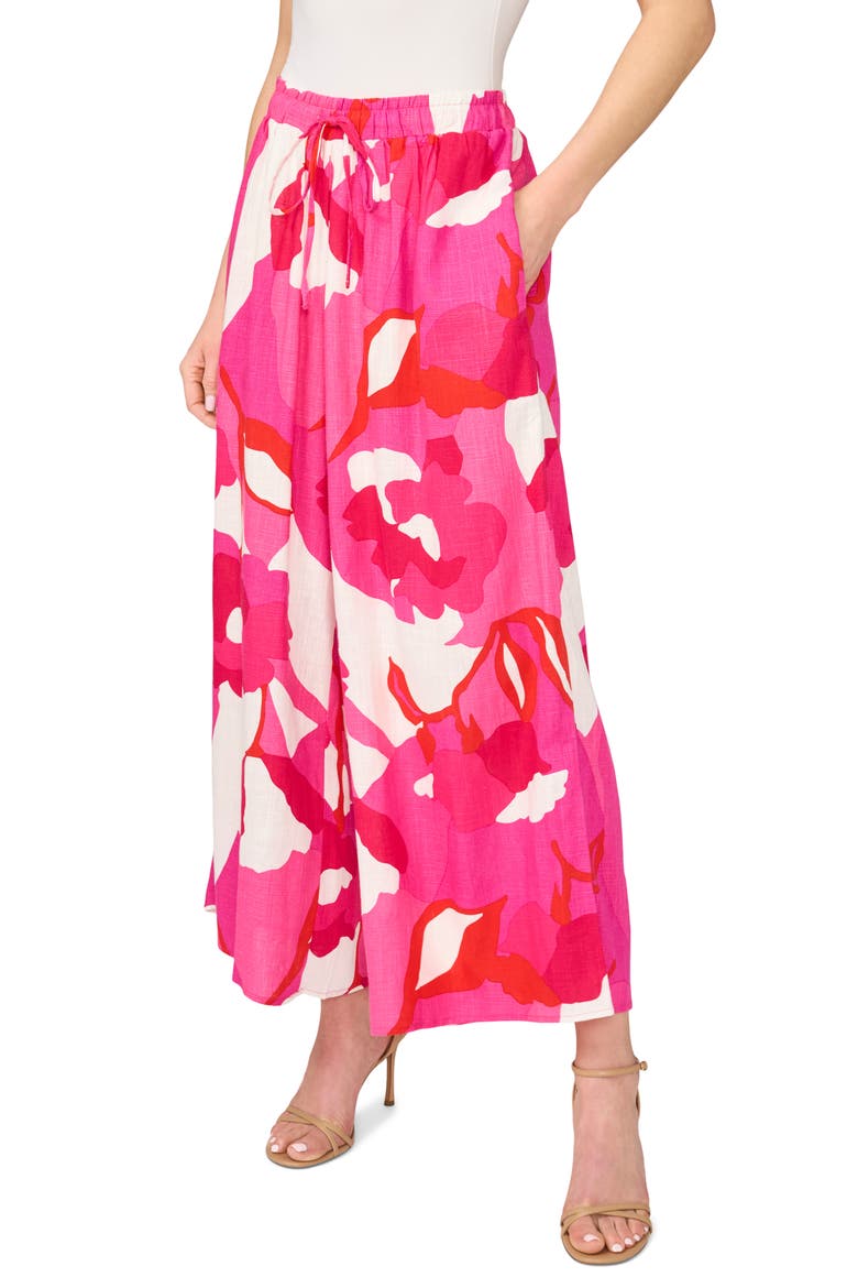Crop Linen Blend Pants, Alternate, color, NEW IVORY POPPY PRINT