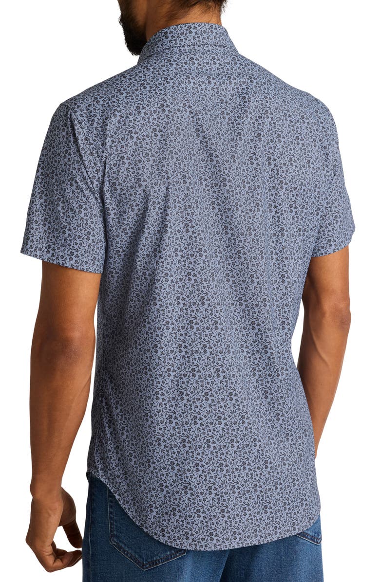 Bonobos Tech Slim Fit Floral Short Sleeve Button-Up Shirt, Alternate, color, Blue