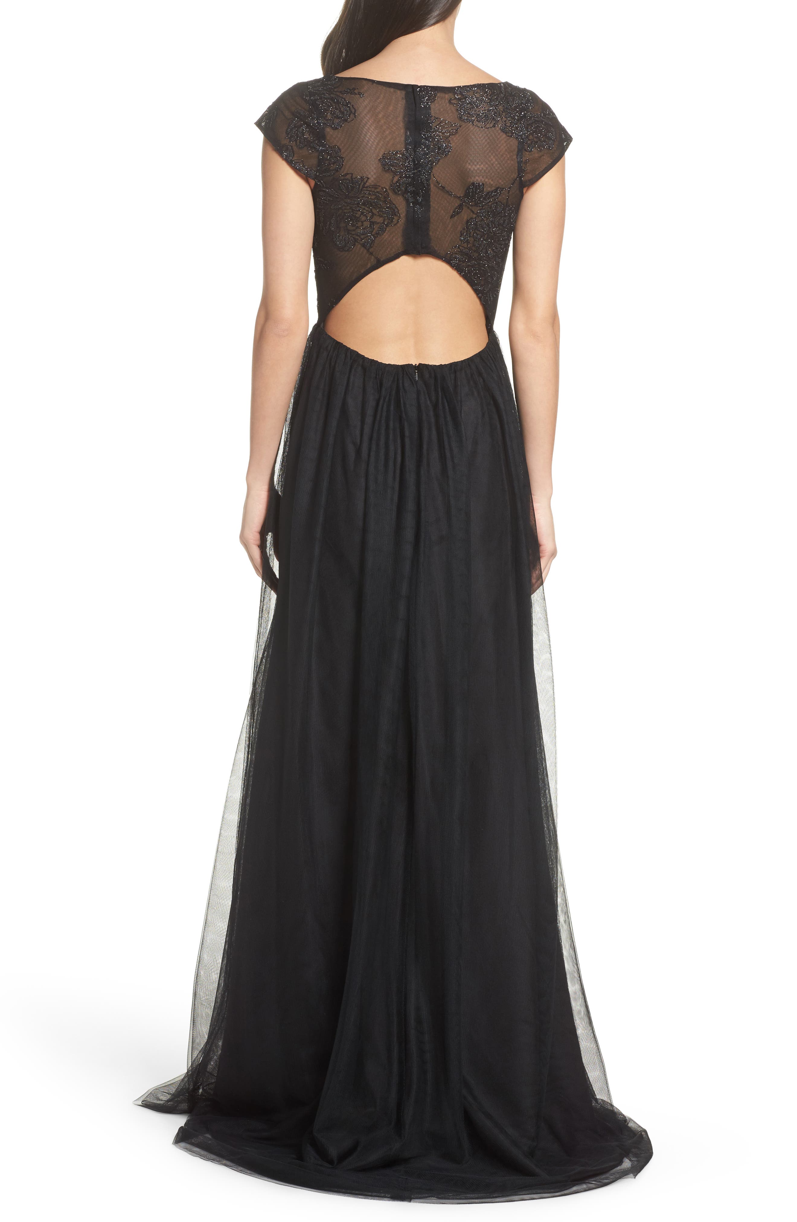 Hayley Paige Occasions Embroidered Bodice Net Gown (Women) | Nordstrom