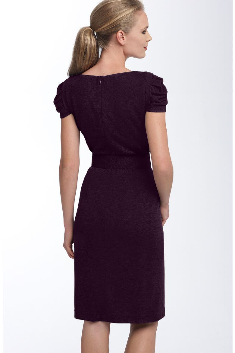 Belted Ponte Knit Dress, Alternate, color, PRUNE