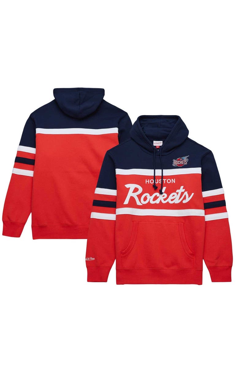 Mitchell & Ness Men's Mitchell & Ness Red/Navy Houston Rockets Head Coach Pullover Hoodie, Main, color,